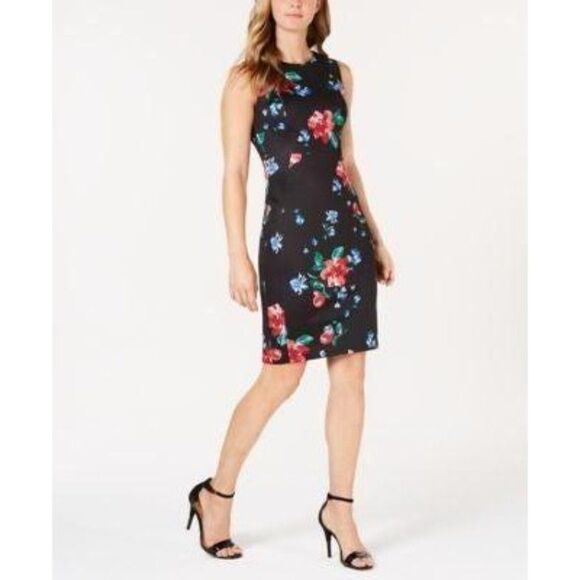 Size 10 Calvin Klein Floral Sheath Dress - Picture 1 of 1